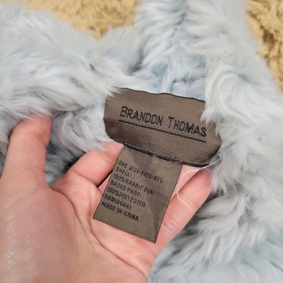 Brandon Thomas 100% rabbit fur poncho Baby Blue Y2k 2000s 90s Pastel - Picture 4 of 5